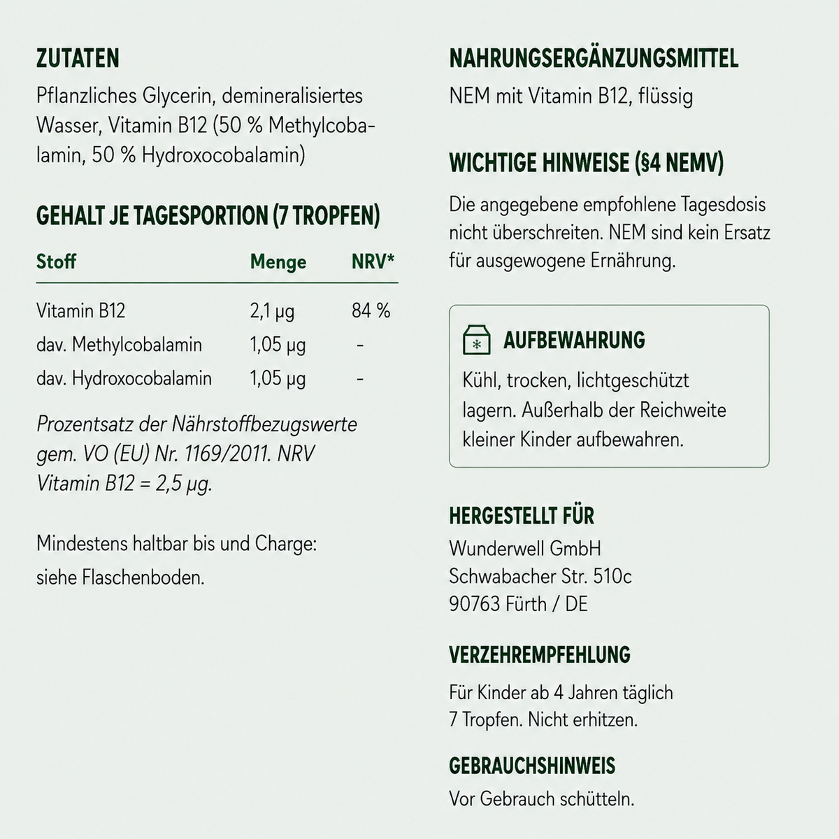 Vitamin B12 Tropfen für Kinder - Wunderwell