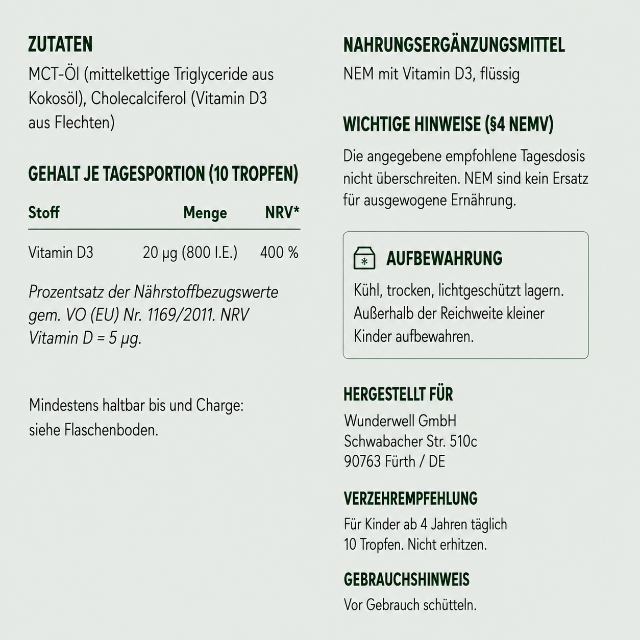 Vitamin D3 Tropfen für Kinder - Wunderwell